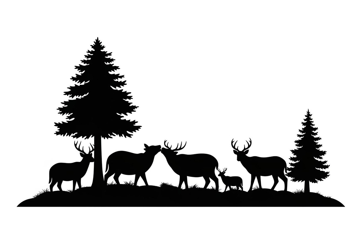 Wildlife Forest Silhouette Vector Bu, an Illustration by Designs_River (Photo 23 of 51)
