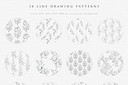 Line Drawing Floral Patterns, a Pattern Graphic by Olya Creative (Thumbnail 1 of 8)