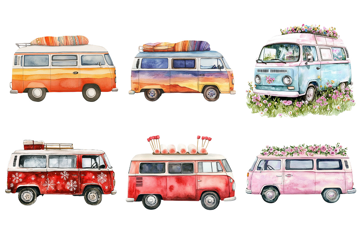 Watercolor Camping Van Clipart, an Illustration by Daily.Designs (Photo 3 of 5)