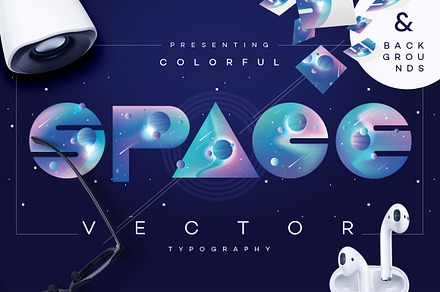 Colorful Space-vector typography, a Symbol Font by Polar Vectors