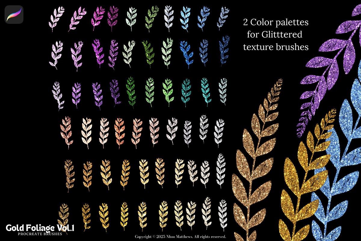 Procreate Brushes Gold Foliage Vol 1, a Brush Add-On by Fashion Workshop Bkk (Photo 10 of 11)
