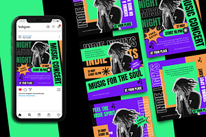 Indie Music Instagram Post Template, a Social Media Template by Artnivora.Std