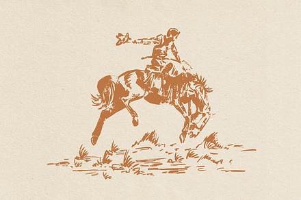 Wild Western Cowboy Horse Graphic, an Illustration by Antiquaria