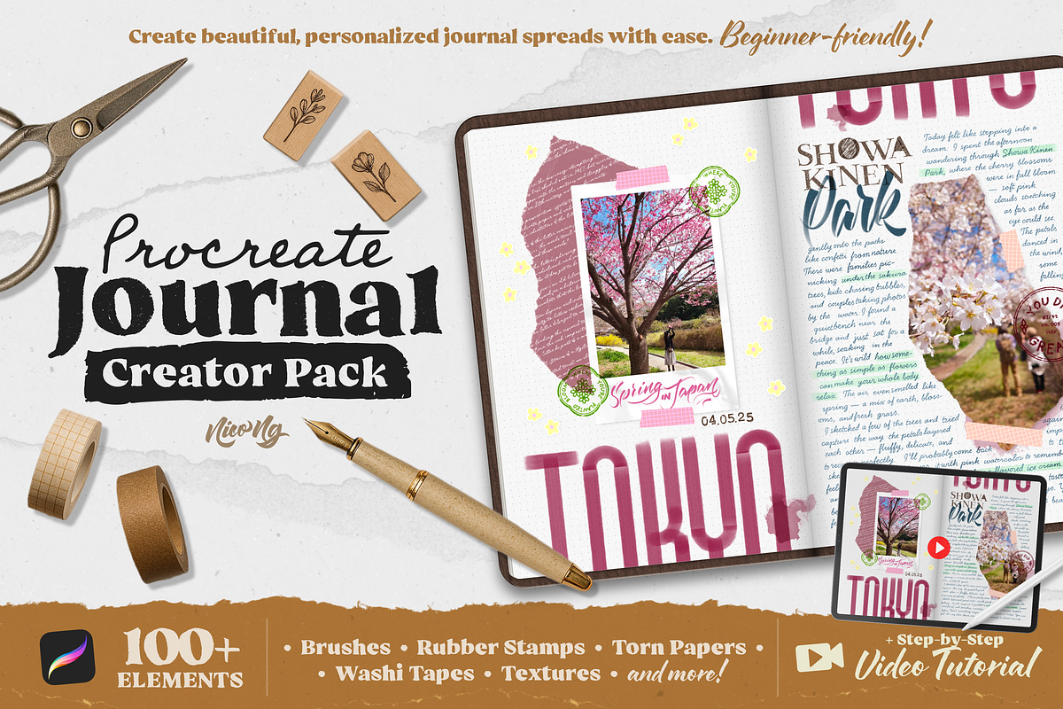Procreate Journal Creator Pack, a Brush Add-On by Nico-Ng (Photo 1 of 14)