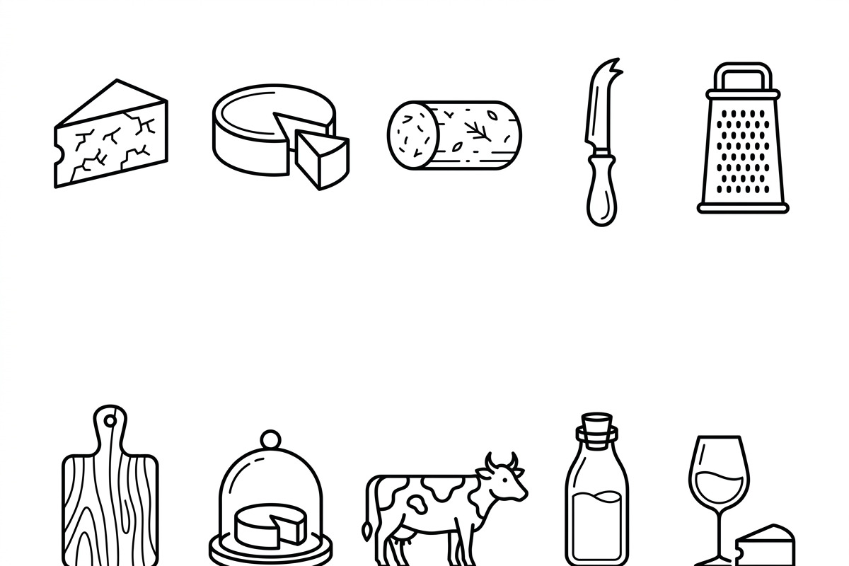 Bundles Set Cheese Brand Icons, an Outline Icon by adenpinkstore (Photo 10 of 13)