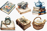 Watercolor Rustic Library Clipart, an Illustration by Canvas Craft (Thumbnail 2 of 7)