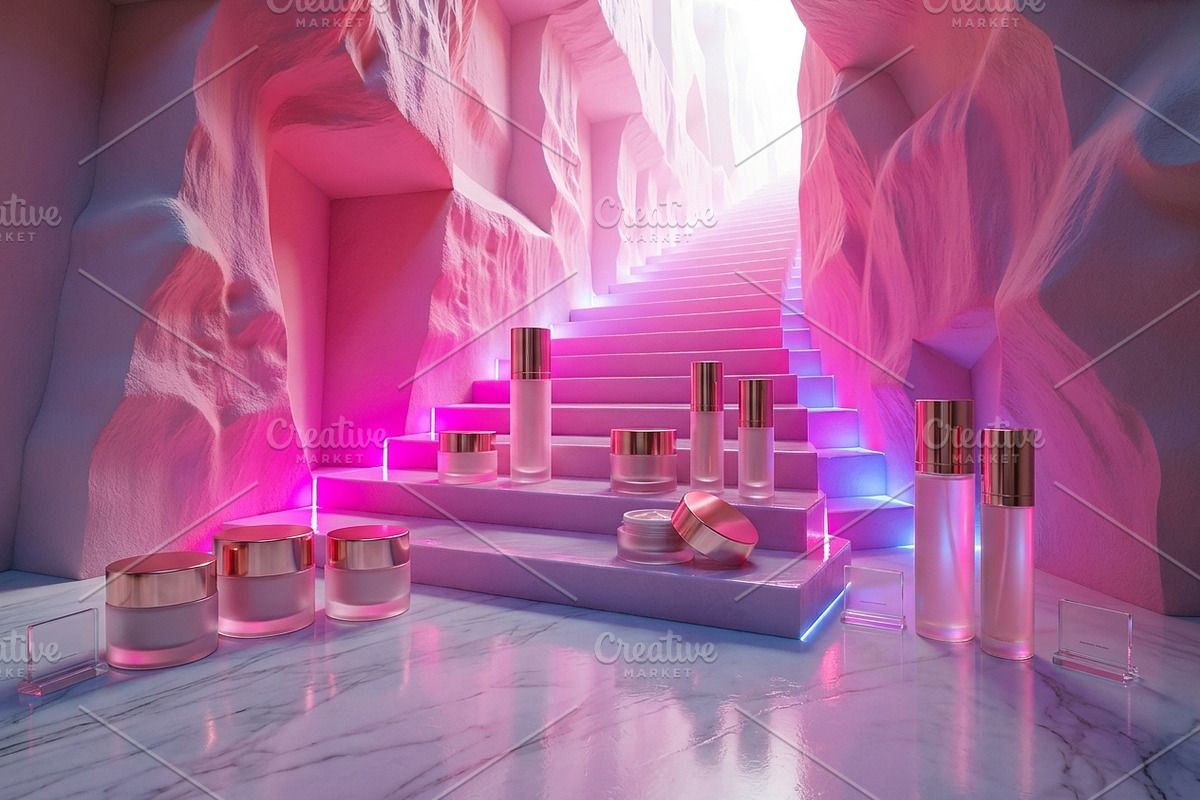 Neon Staircase Futuristic Cave Photo, a Background Graphic by Aura Canyon HQ (Photo 3 of 7)