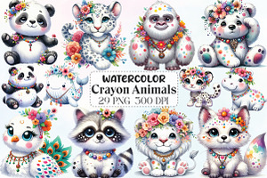 Crayon Farm Animals Cute Clipart, an Illustration by CraftArtStudio