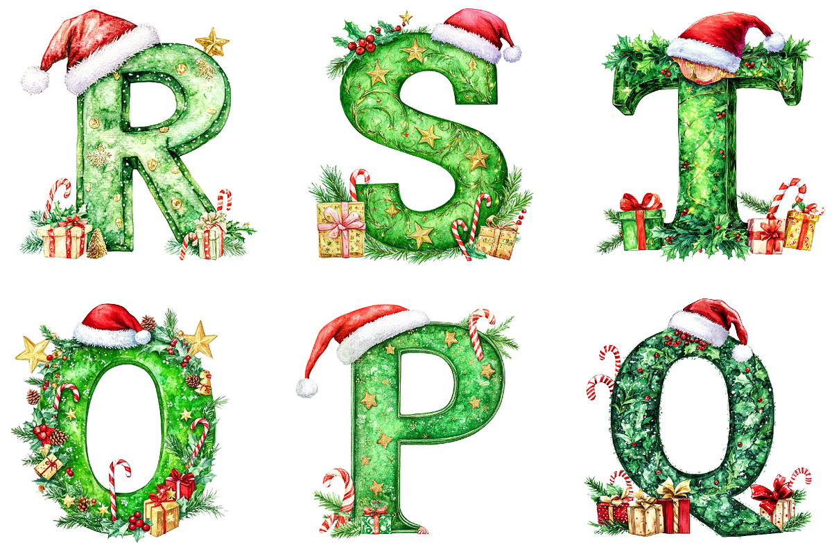 Christmas Alphabet Gold Letters Png, a Seasonal Illustration by Designking (Photo 4 of 4)