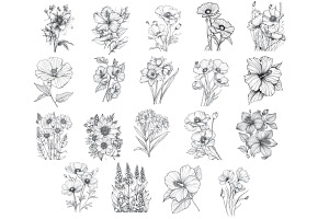 Floral Flower Set 12 Procreate Brush