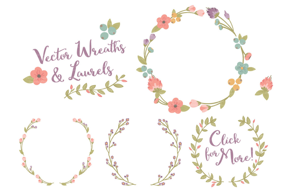 Vintage Vector Flower Wreaths, an Illustration by Amanda Ilkov (Photo 3 of 3)