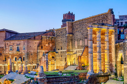 Night view of the Forum of Augustus in Rome, Italy., an Architecture Photo by CreativePhotoSpain