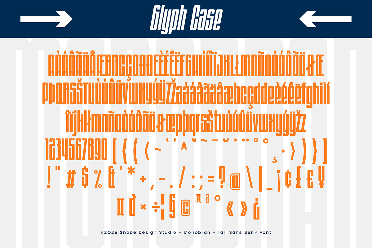Monobran - Tall Sans Serif Font, a Sans Serif Font by Snape Design Studio (Photo 5 of 12)