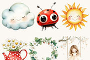 Watercolor Spring Clip Art Bundle, an Object Illustration by SparkyDesignsUS (Thumbnail 5 of 10)