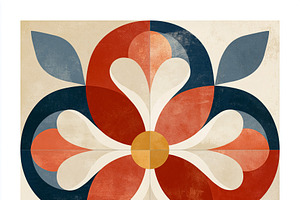 Abstract floral tile pattern with vintage aesthetic, geometric shapes and retro, an Illustration by Studio ANNA
