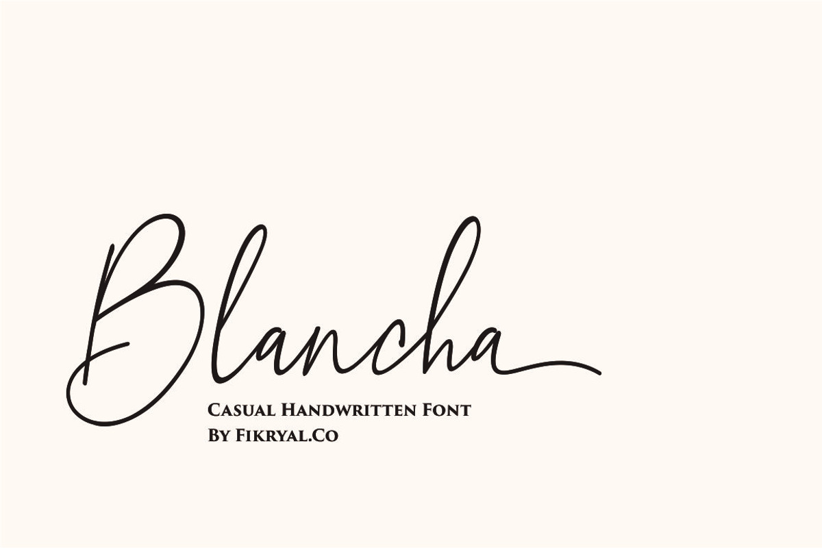 Blancha - Casual Handwritten Font, a Script Font by Fikryal Studio (Photo 1 of 8)