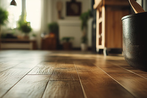 Wooden floor surface in warm light, an Architecture Photo by MistyDay