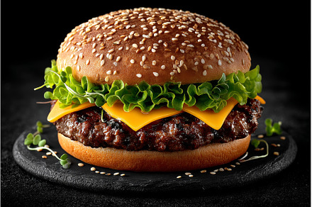 A homemade burger consisting of a, a Food & Drink Photo by ZinetroN