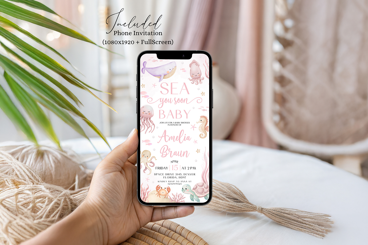 Digital Coastal Baby Shower Envite, an Invitation Template by Digital_Mind (Photo 2 of 3)
