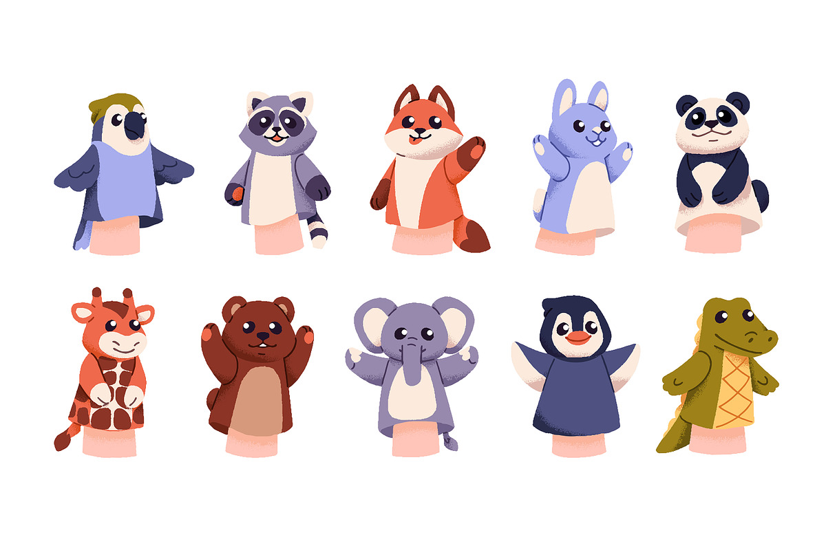 Animal hand puppets for kids set, an Animal Illustration by PaperTrident (Photo 1 of 7)