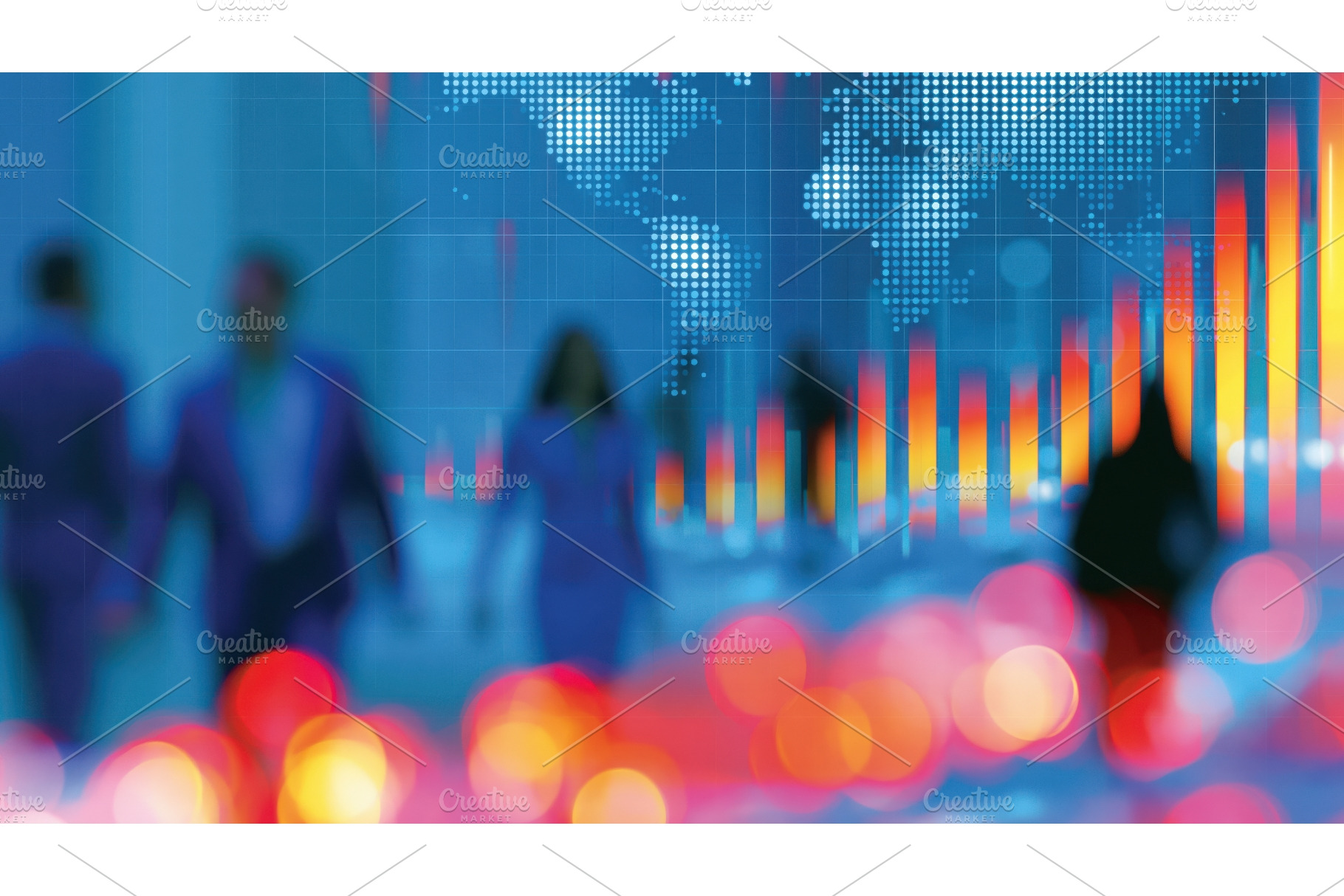 Blurred business silhouettes with, a Business Photo by Lermont51