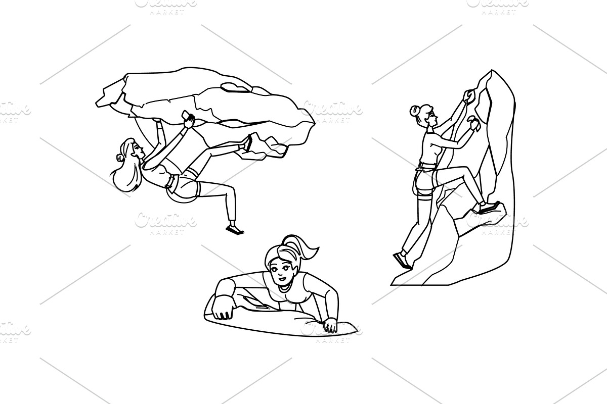 climb rock climbing woman vector, a Person Illustration by pikepicture