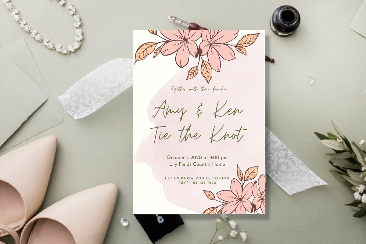 Pink Wedding Invitation, an Invitation Template by Weddinginvitation by Fati (Photo 2 of 2)