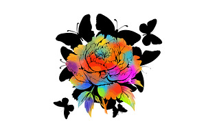 Rainbow Flower With Black