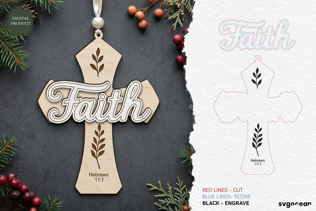 Christian Cross Ornament SVG Bundle, a Decorative Illustration by svgocean (Photo 11 of 11)