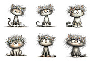 Whimsical floral spring cat clipart, an Illustration by SinaCreation (Thumbnail 3 of 11)