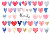 Watercolor Hearts Cliparts, Patterns, a Pattern Graphic by Slastick (Thumbnail 1 of 7)