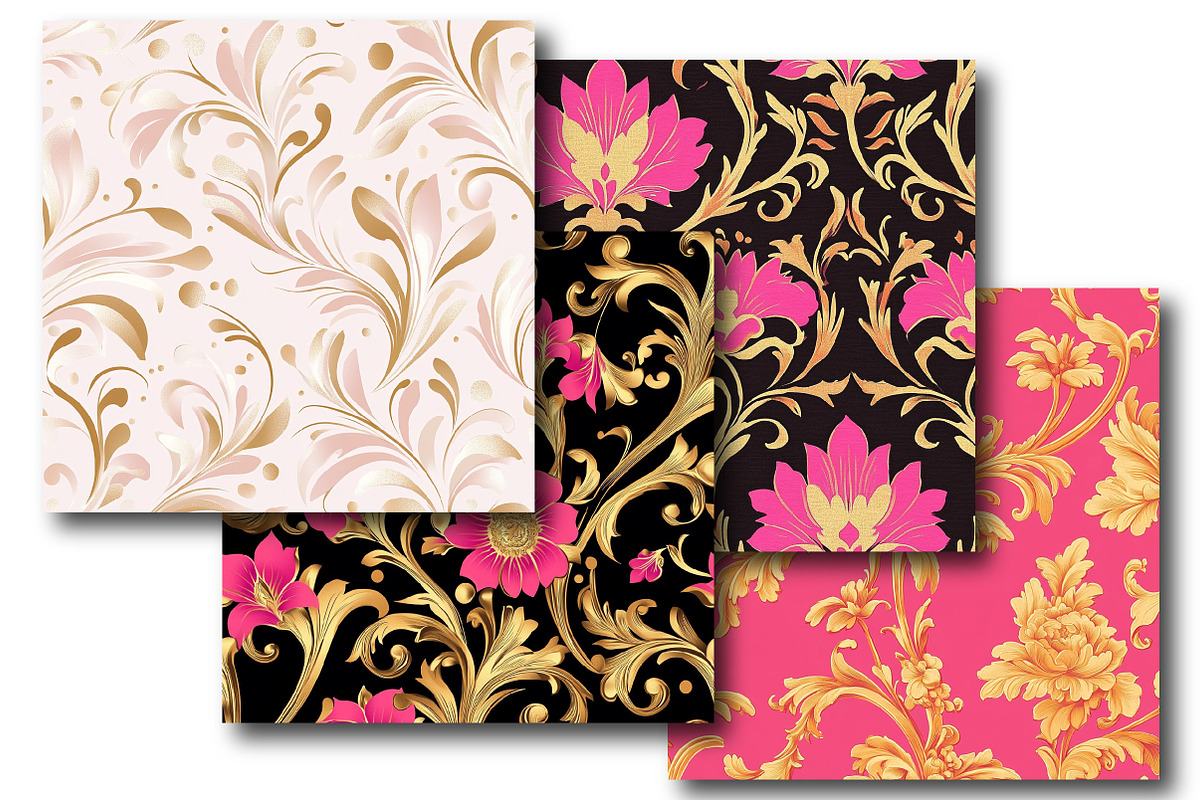 Pink and Gold Luxury Floral Pattern, an Illustration by DreamPrint404 (Photo 3 of 5)