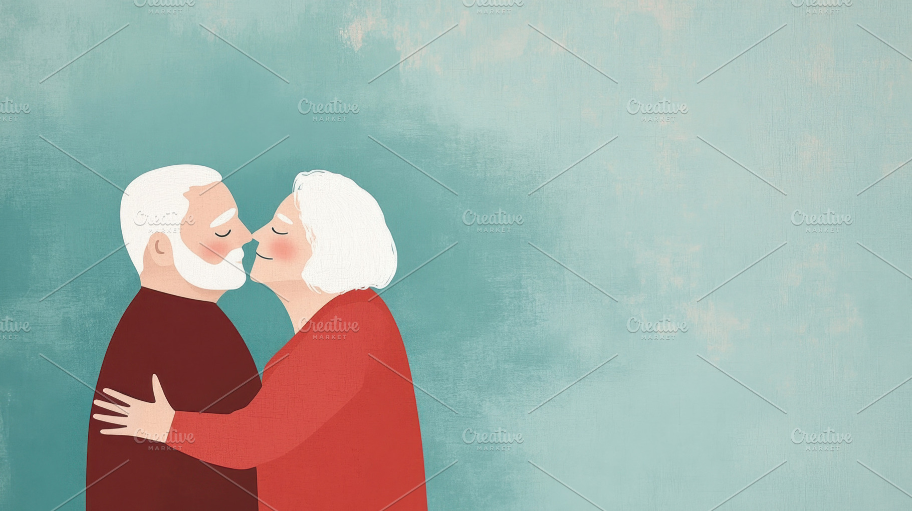 Elderly couple sharing a kiss, a Photo by Beautiful things