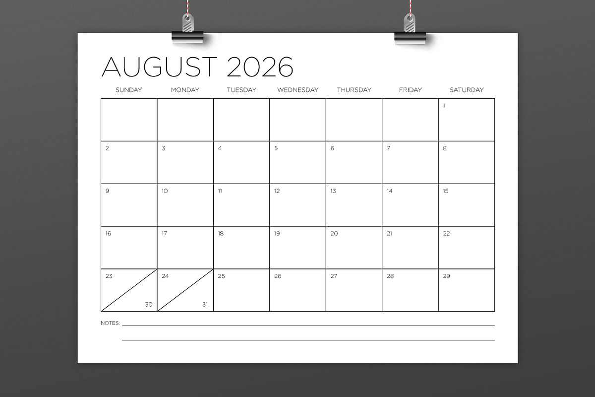 2026 12 x 9 Thin Sans Serif Calendar preview 3
