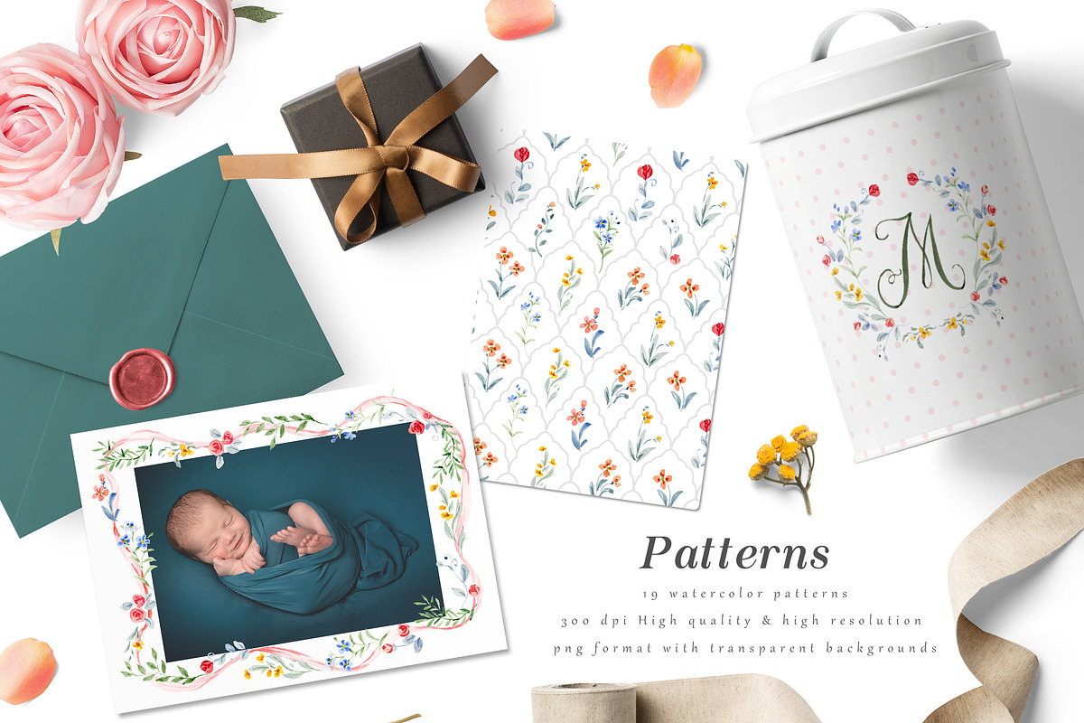 Watercolor Flower Crest DIY, a Decorative Illustration by Graphic Box (Photo 7 of 13)