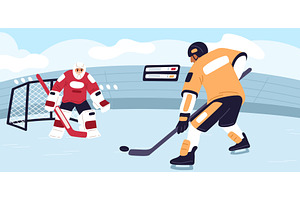 Hockey forward and goalkeeper in, a Sport Illustration by Vectorbuum
