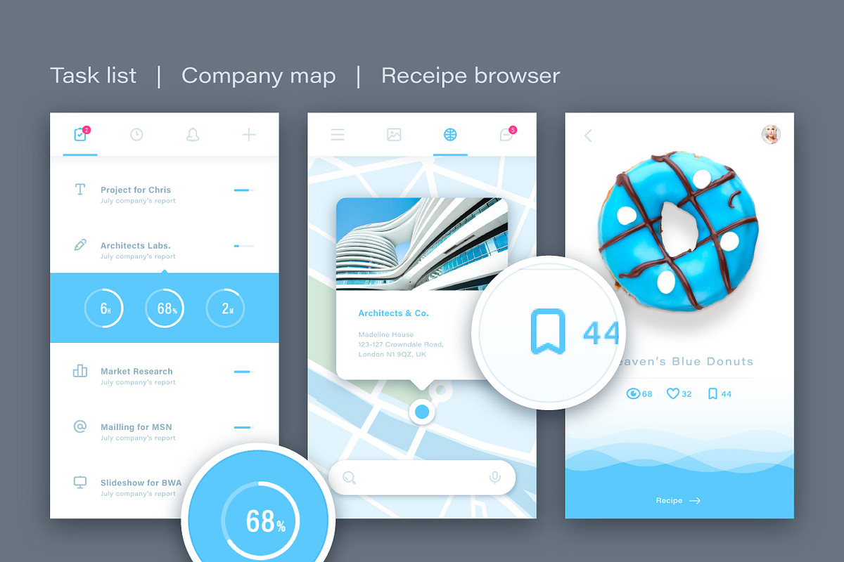 Flat UI Pack 1, an iPhone Mockup by Vectorminator (Photo 14 of 20)