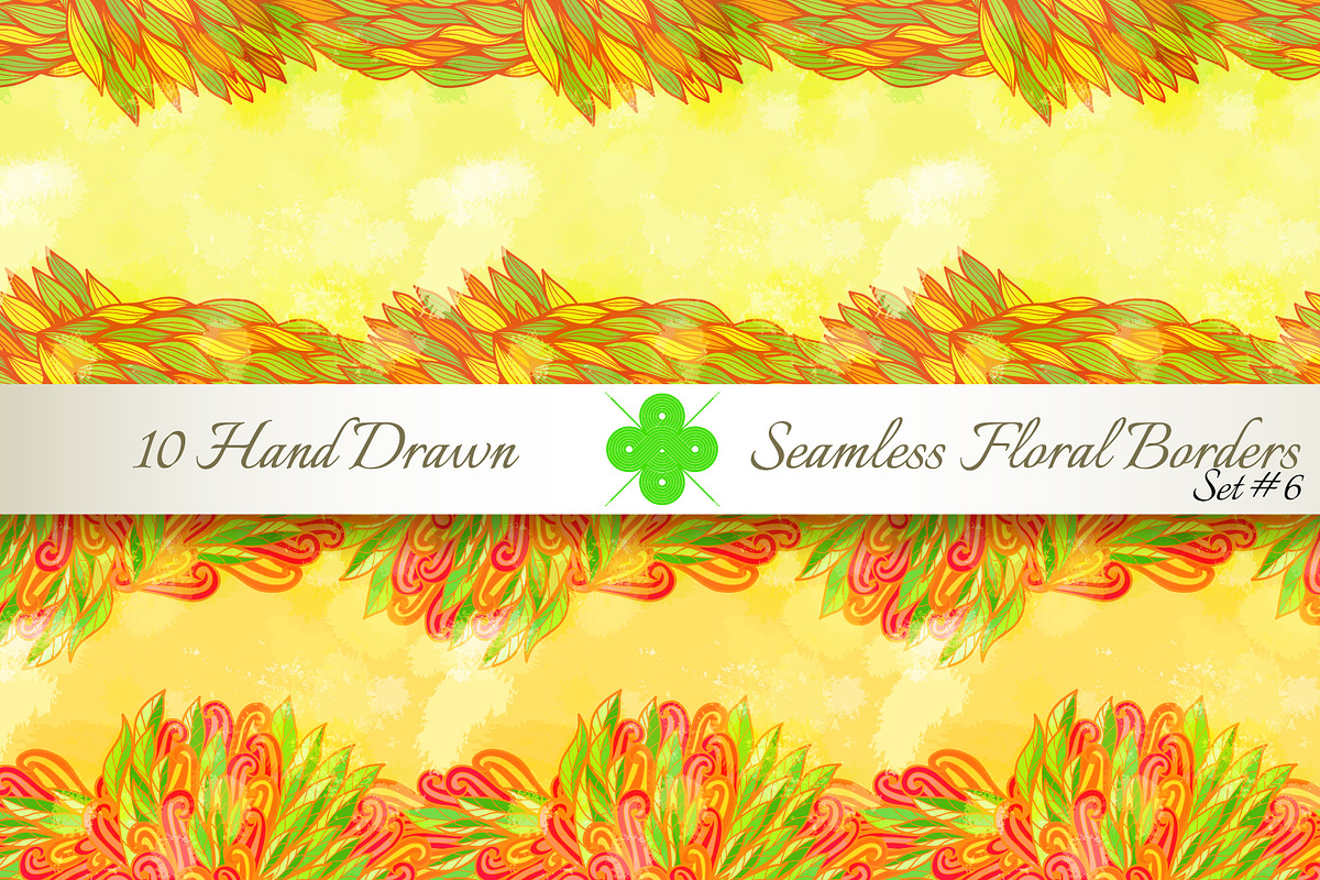 10 Floral Seamless Borders. Set#6 preview 3