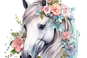 Horses With Flowers Clipart - 14 Png