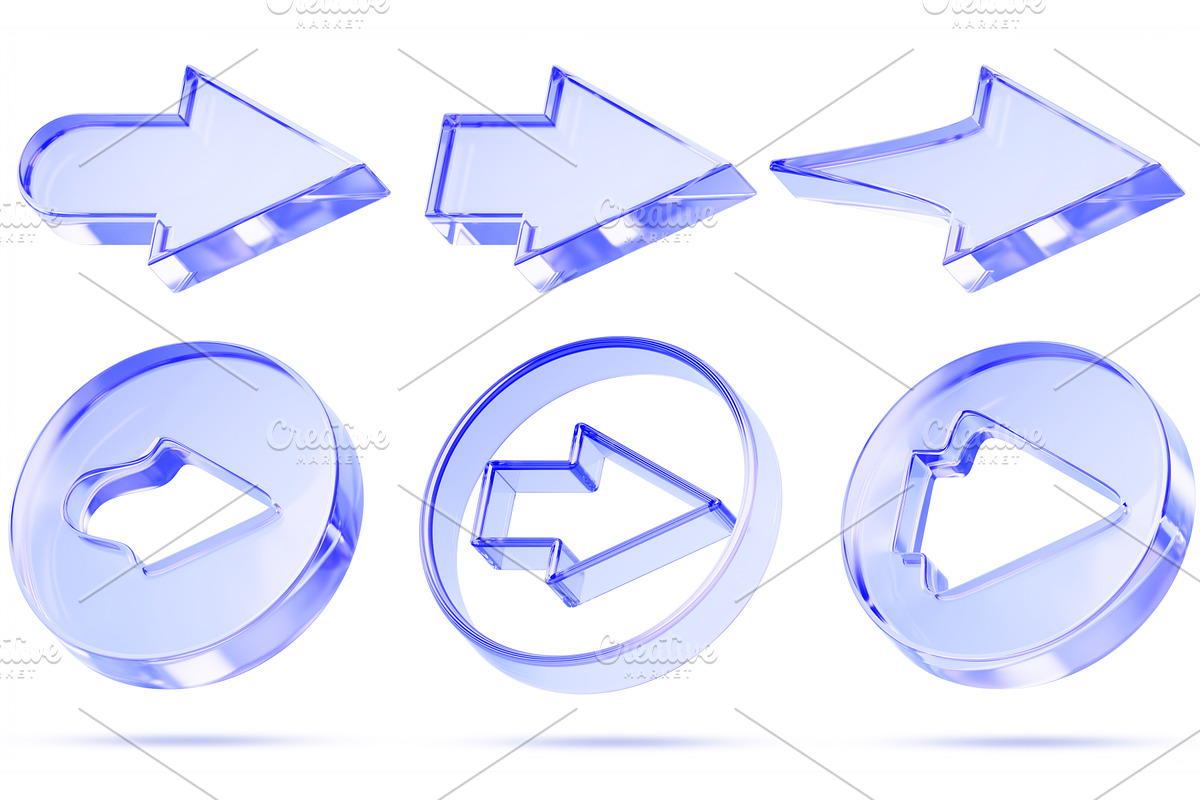 3d glass narrow sign icon set with, an Object 3D Model by Marozhkastudio
