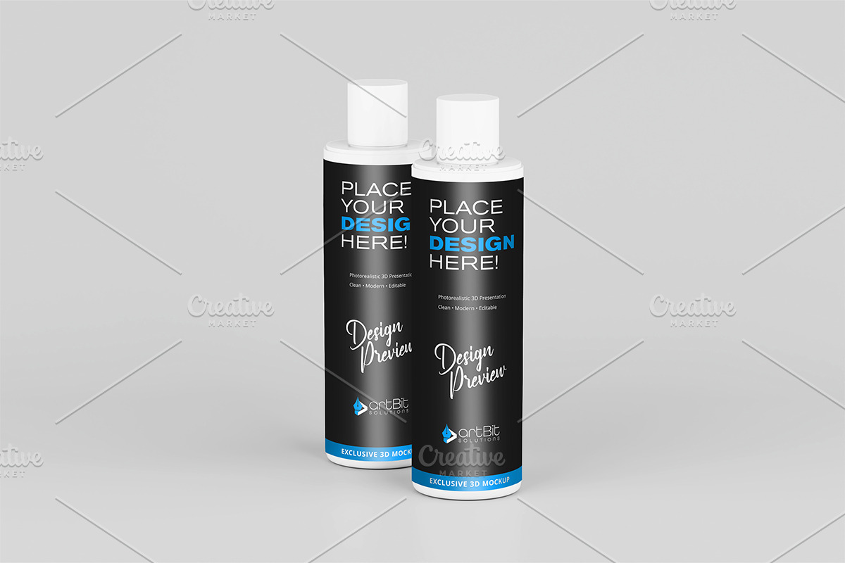 Plastic Shampoo Bottle Mockup, a Packaging Mockup by artBit Design Studio (Photo 3 of 19)