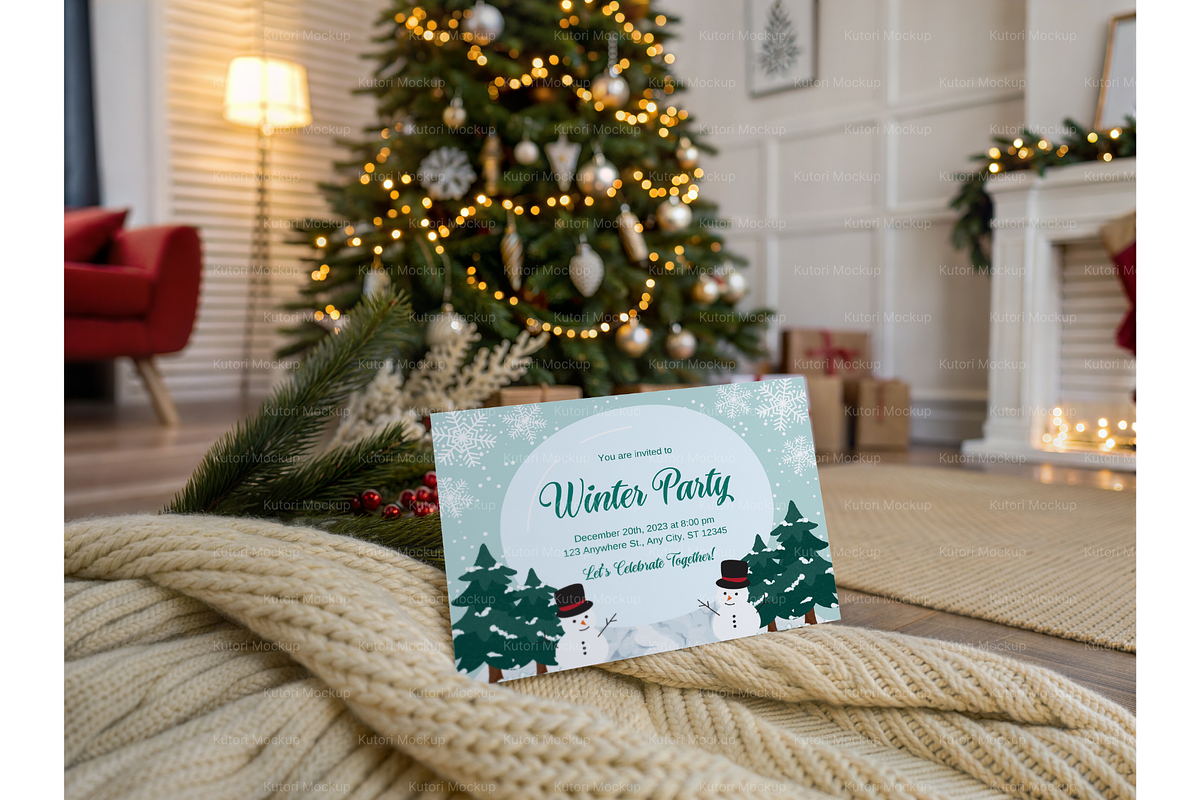 Festive Greeting Card Mockup in Room, a Product Mockup by MockupWizard (Photo 4 of 5)