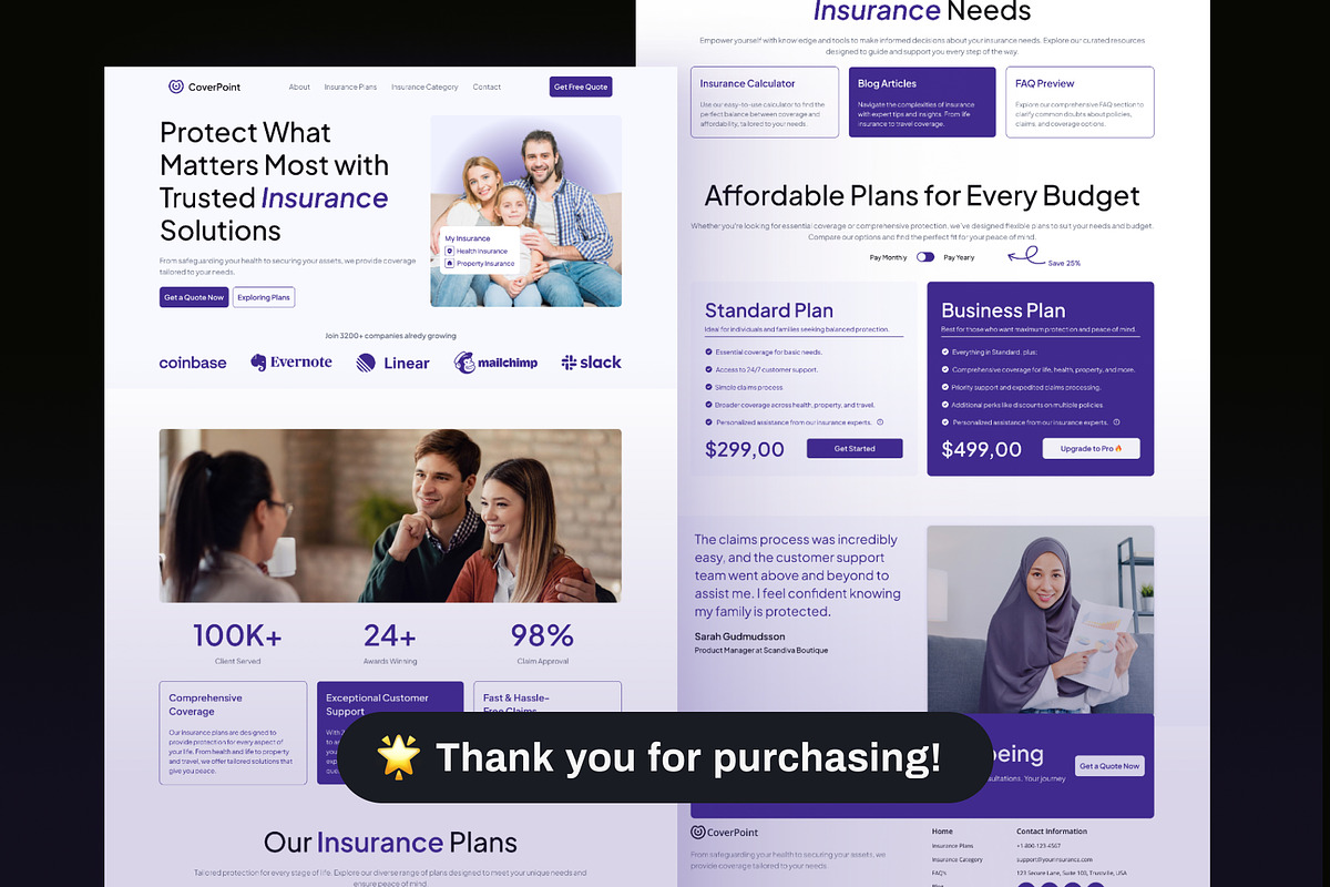 CoverPoint - Insurance Landing Page preview 6