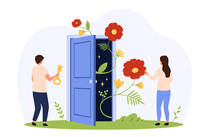 Unlocking Door Creative Opportunity, an Illustration by Flashvector