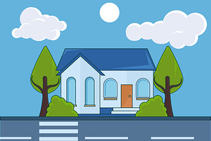Residential Building landscaped, a Decorative Illustration by zyxroun shop