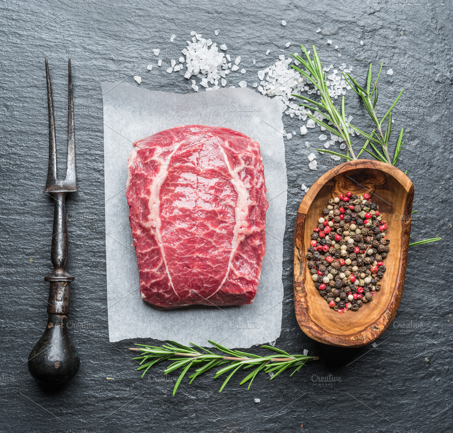 The top blade steak or beef steak, a Food & Drink Photo by Volff