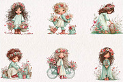 Boho Flower Girl Clipart Bundle, a Seasonal Illustration by CreationArt (Thumbnail 3 of 7)