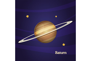 Cartoon Saturn Planet Illustration