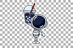 Cute Astronaut With Boba Drink