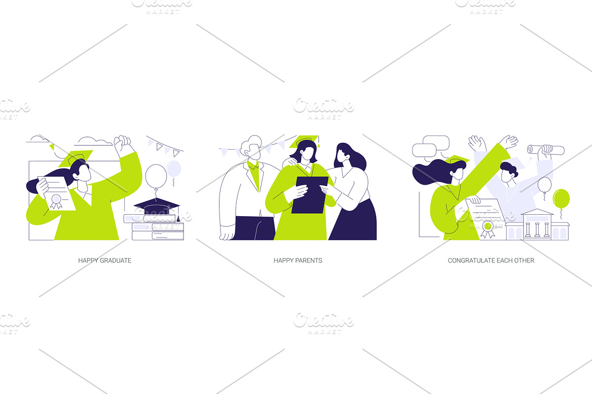 Happy graduates isolated cartoon, an Education Illustration by Visual Generation